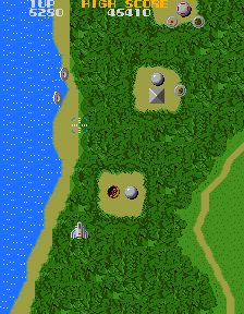 A screenshot of Xevious, showing off a bit of the game itself